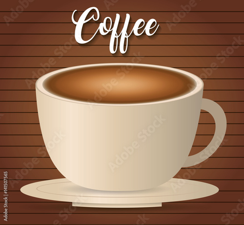 coffee cup icon over brown background. colorful design. vector illustration