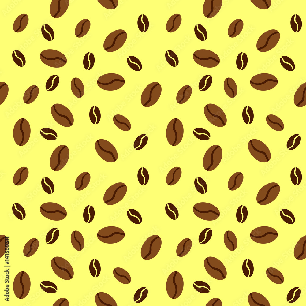 Seamless pattern with coffee beans over color background . Vector illustration background for cafe, bistro, restaurant, bars menu card. Food and drink abstract design Seamless pattern with coffee beans over color background . Vector illustration background for cafe, bistro, restaurant, bars menu card. Food and drink abstract design