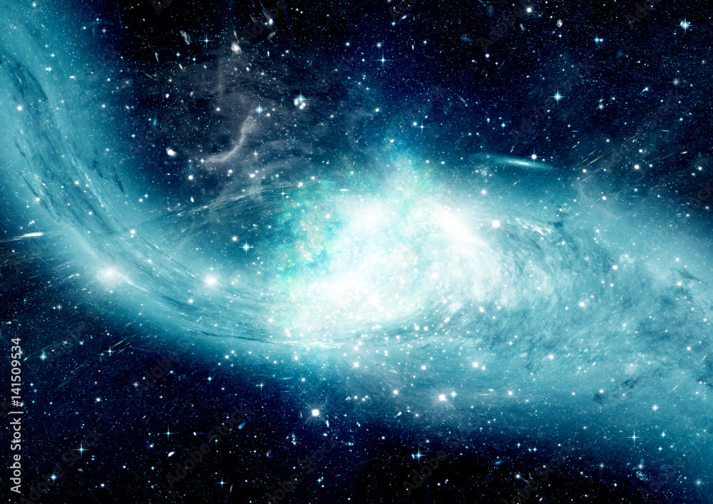 Naklejka Gwiazdy, mgławica pyłu i gazu w odległej galaktyce