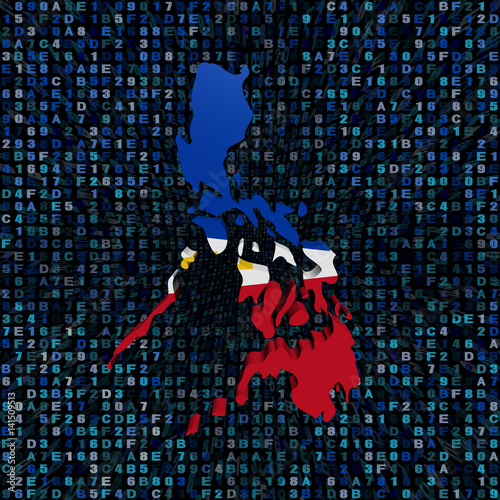 Philippines map flag on hex code illustration photo