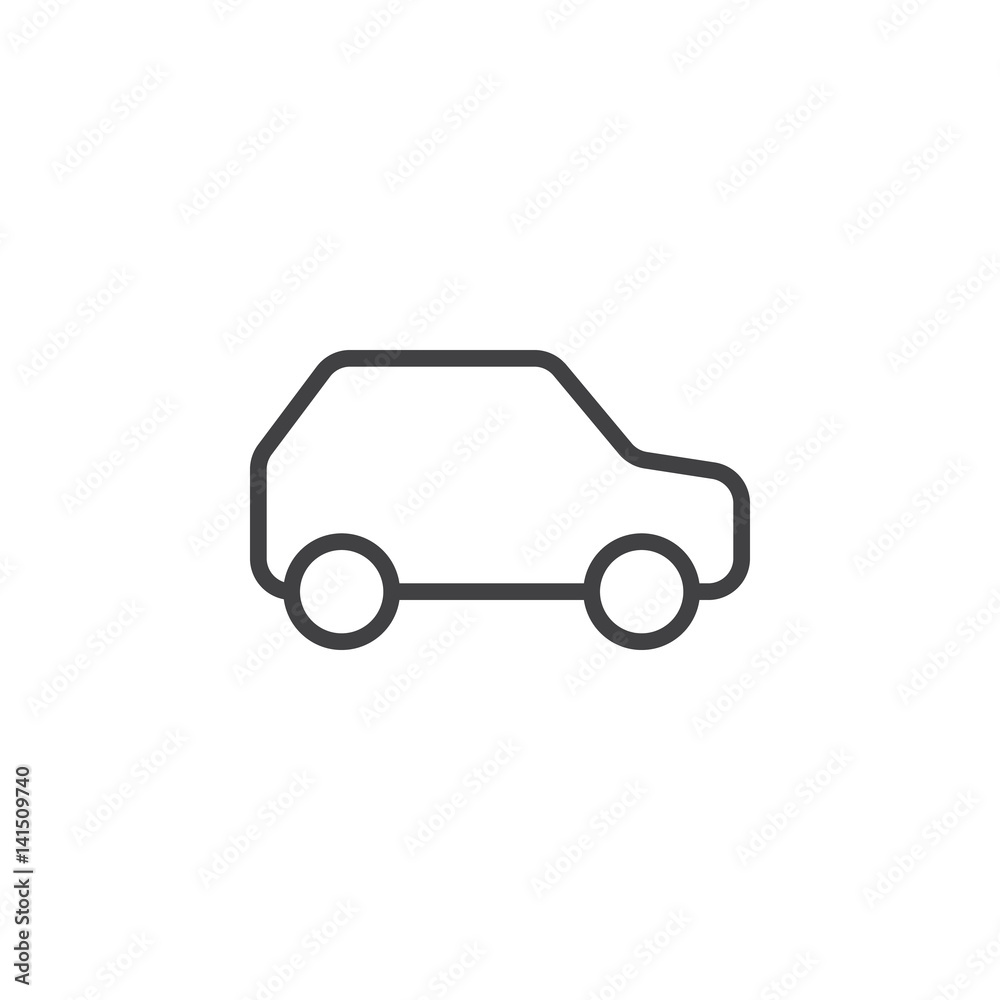 Car, automobile line icon, outline vector sign, linear style pictogram isolated on white. Symbol, logo illustration. Editable stroke. Pixel perfect