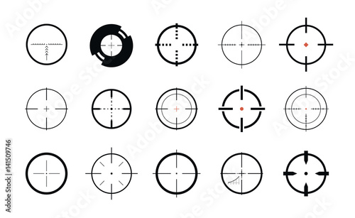 Sniper sight, symbol. Crosshair, target set of icons. Vector illustration