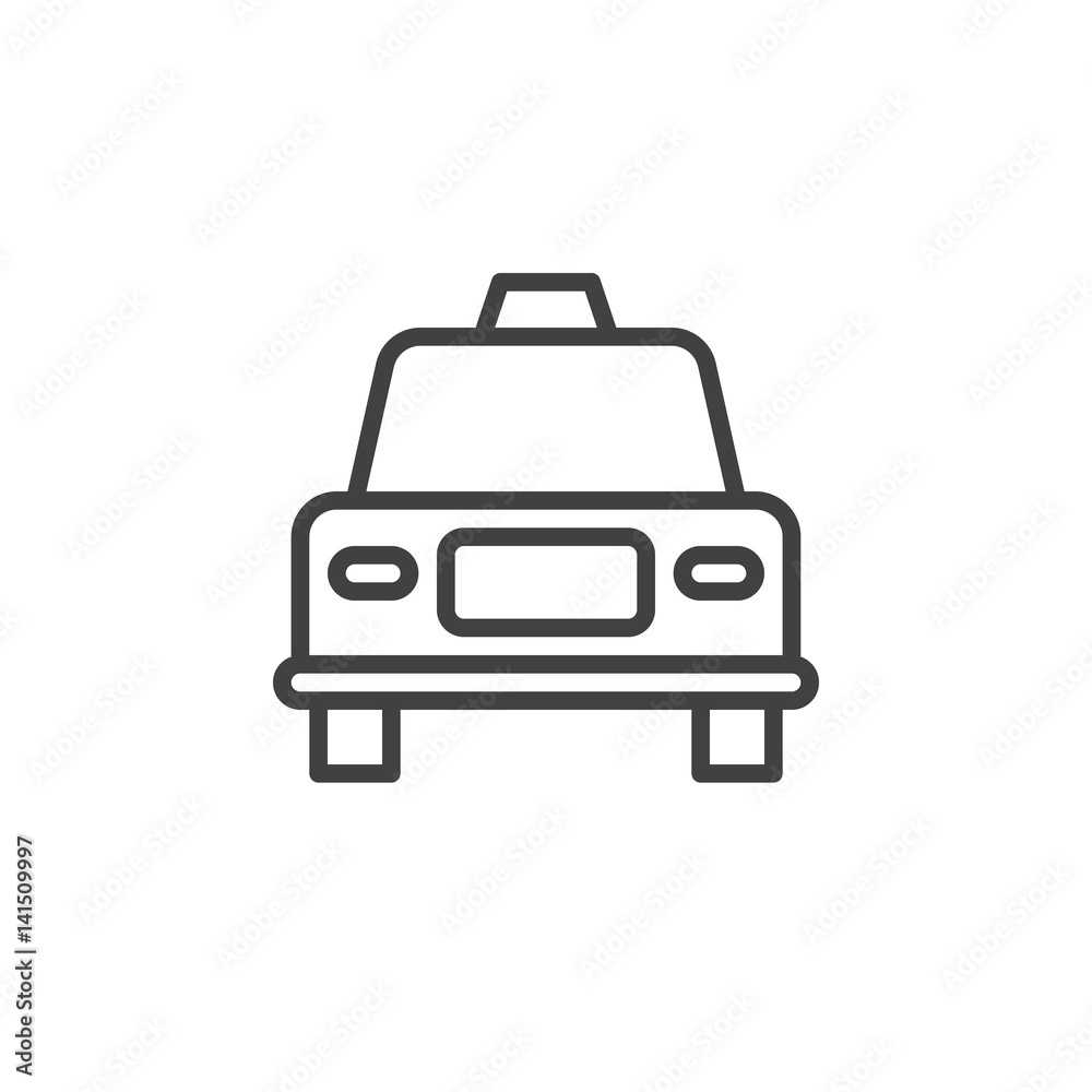 Car, vehicle line icon, outline vector sign, linear style pictogram isolated on white. Taxi symbol, logo illustration. Editable stroke. Pixel perfect