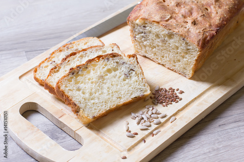 Wheat homemade fresh bread with seeds