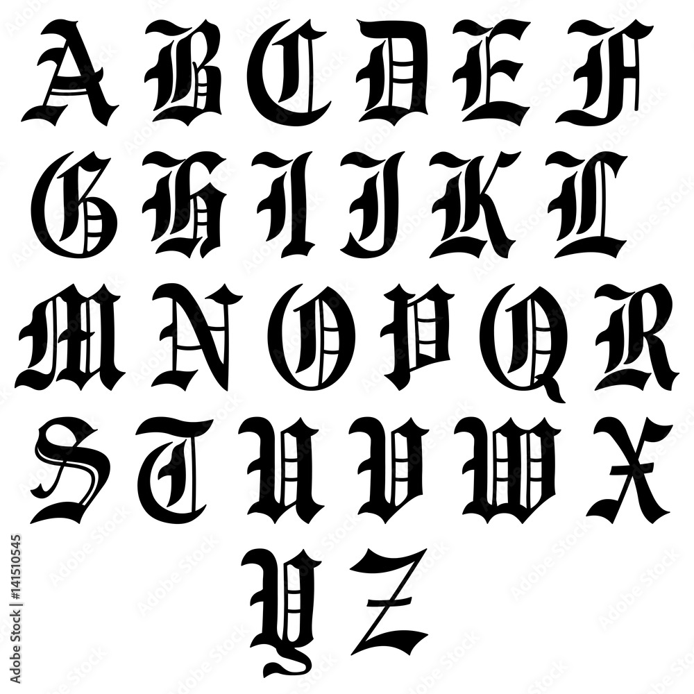 Medieval Alphabet Lettres Gothique Gothic Stock Vector | Adobe Stock