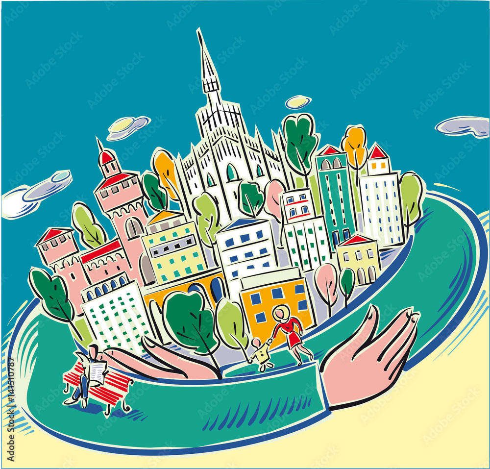 City of Milan surrounded by an embrace of solidarity.