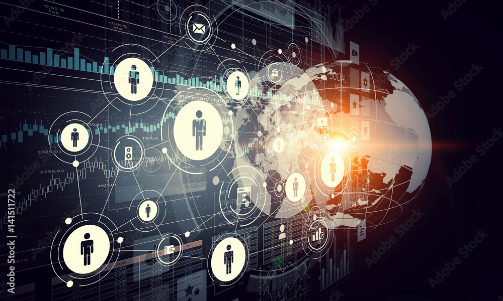 Naklejka premium Social network background . Mixed media