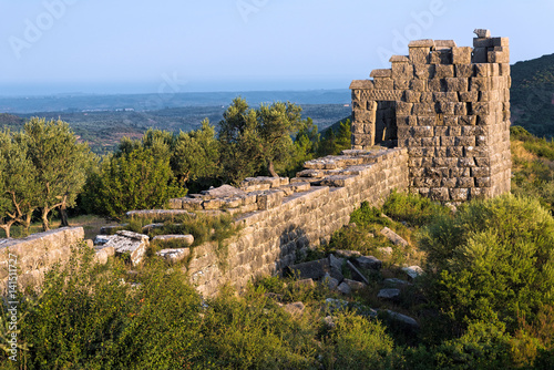 Part of the fortifications in the archaeological site of ancient Messene in Peloponnese, Greece