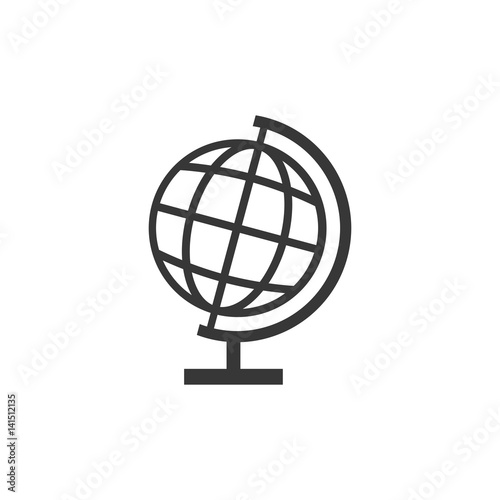 school globe stand icon, silhouette design