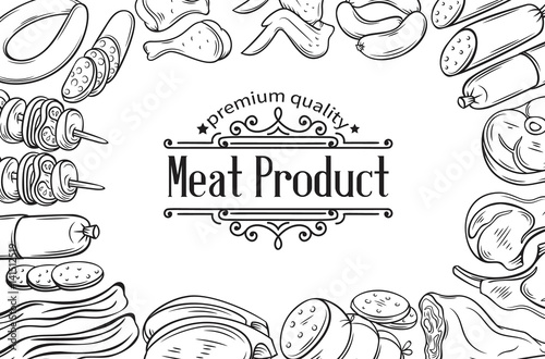 Hand drawn meat product poster