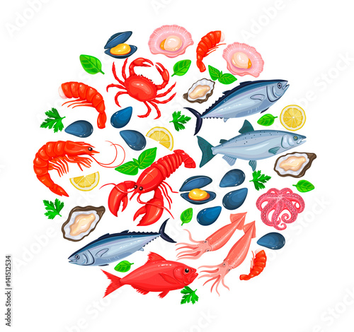 Vector icons seafood