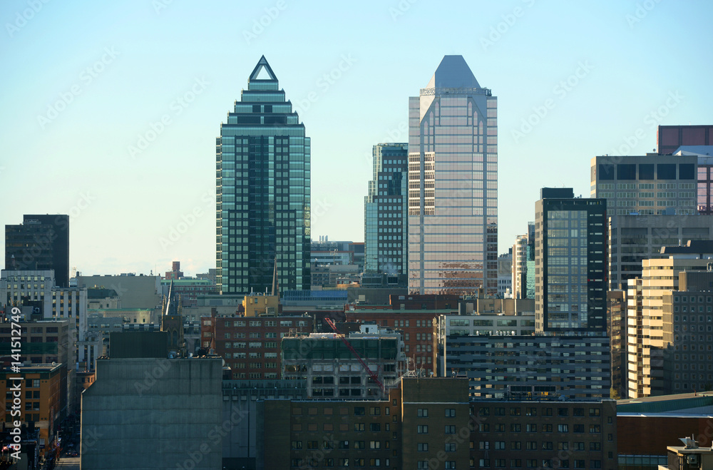 Montreal city skyline in financial district, Montreal, Quebec, Canada.