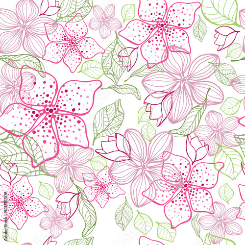 Elegant flower seamless background. Hand drawn vector illustration