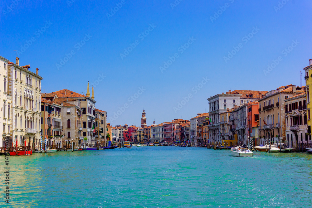 VENICE, ITALY - June 01, 2014.View of water street and old buildings in Venice.  Canal in Venice, Italy. Architecture and landmarks of Venice