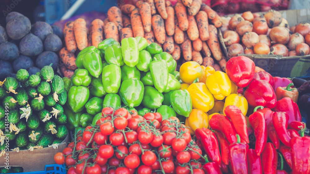 farmers market. vegetable Market. Different raw vegetables background.Healthy eating farmers market. vegetable Market. Different raw vegetables background.Healthy eating