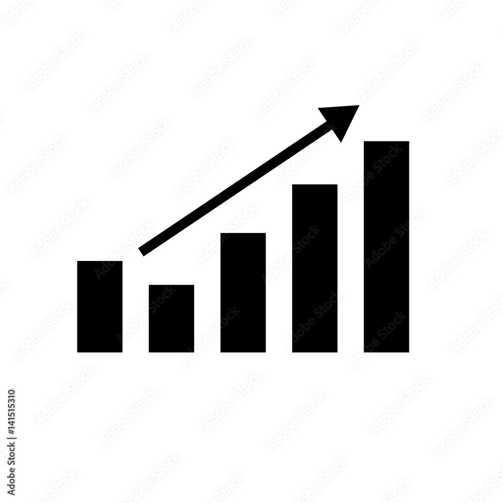 Schwarzes einfaches Symbol - Aufsteigendes Balkendiagramm Schwarzes einfaches Symbol - Aufsteigendes Balkendiagramm