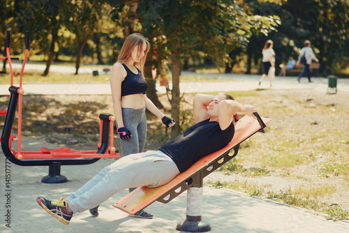 man and woman in park