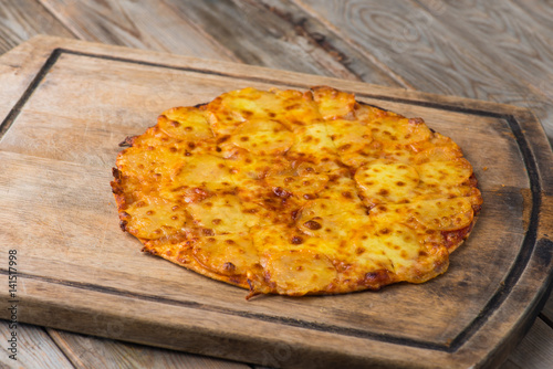 pepperoni pizza with rustic background