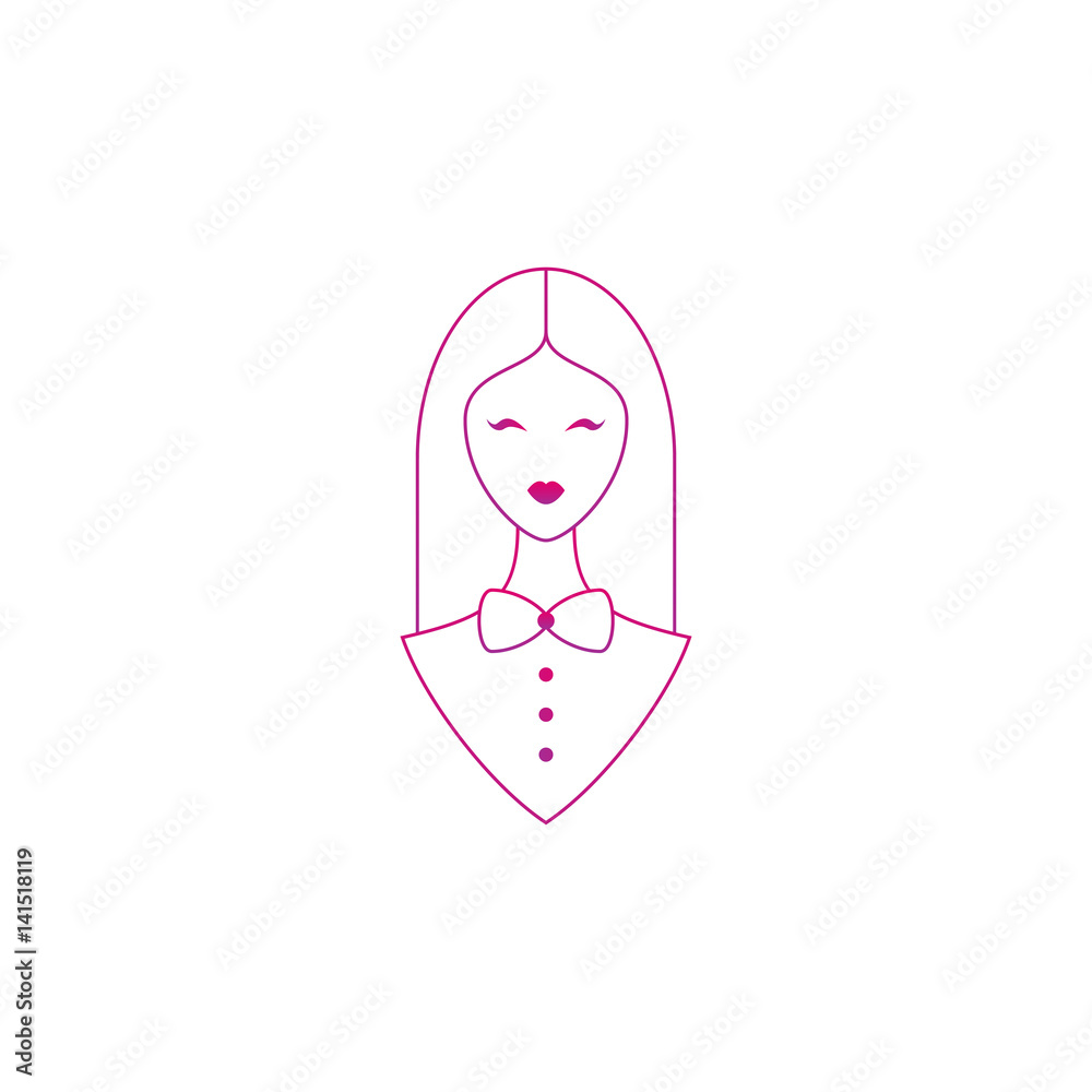Girl icon isolated on white background.