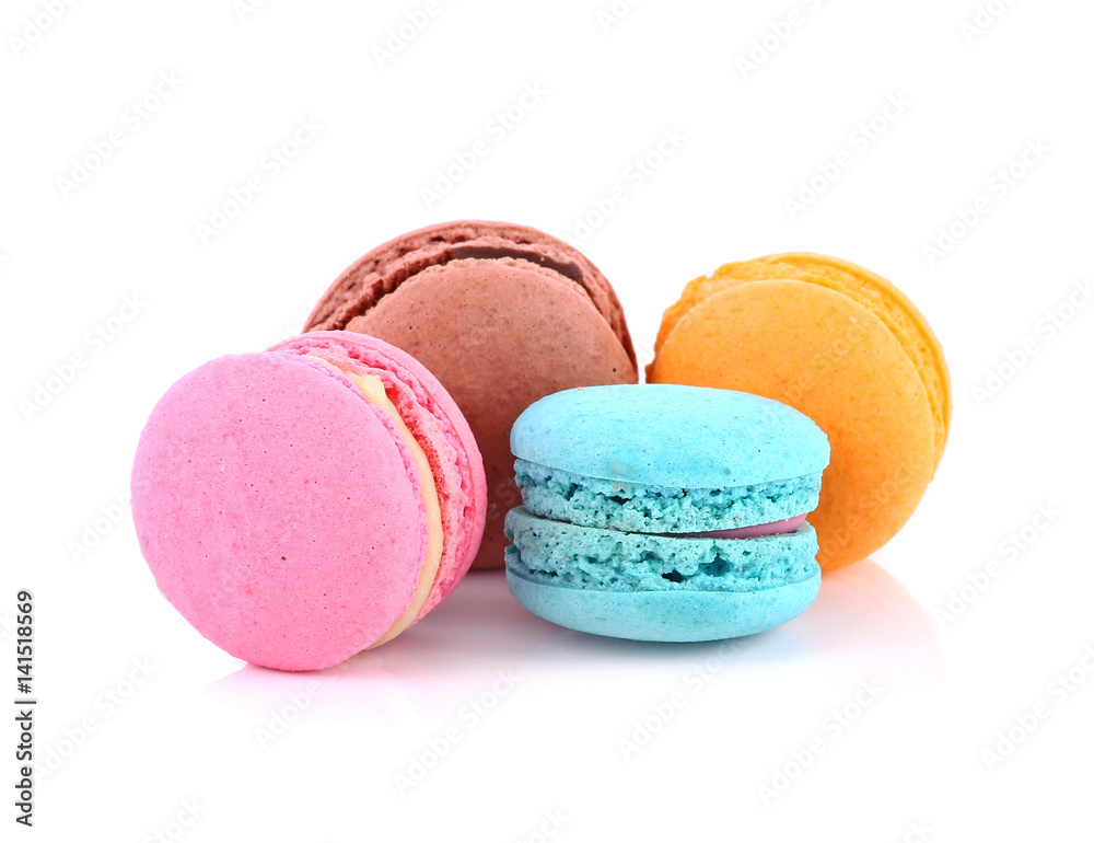 French colorful macarons isolated on white French colorful macarons isolated on white