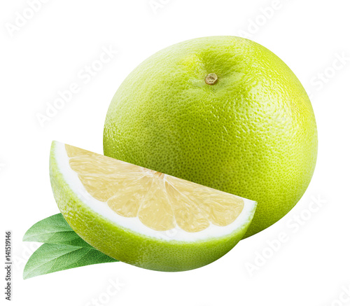 green grapefruit sweetie fruit Isolated on white background photo