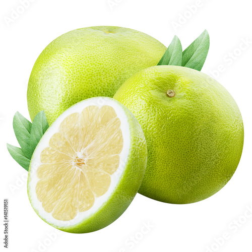 green grapefruit sweetie fruit Isolated on white background