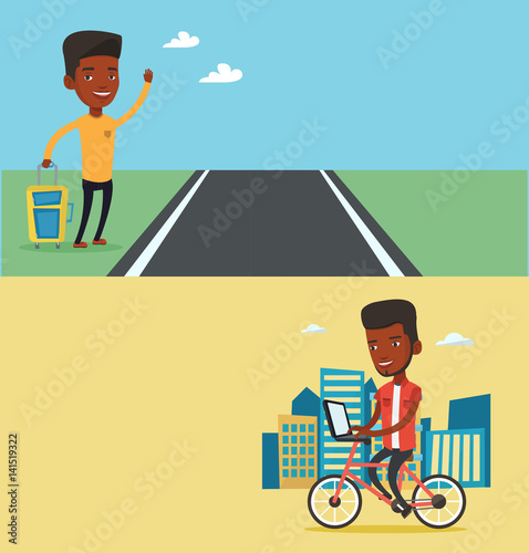 Two transportation banners with space for text.