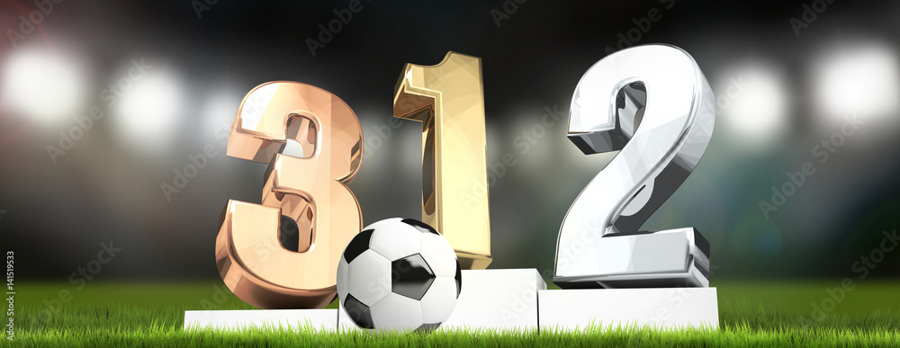 soccer football stadium first second third podium 3d render Stock ...