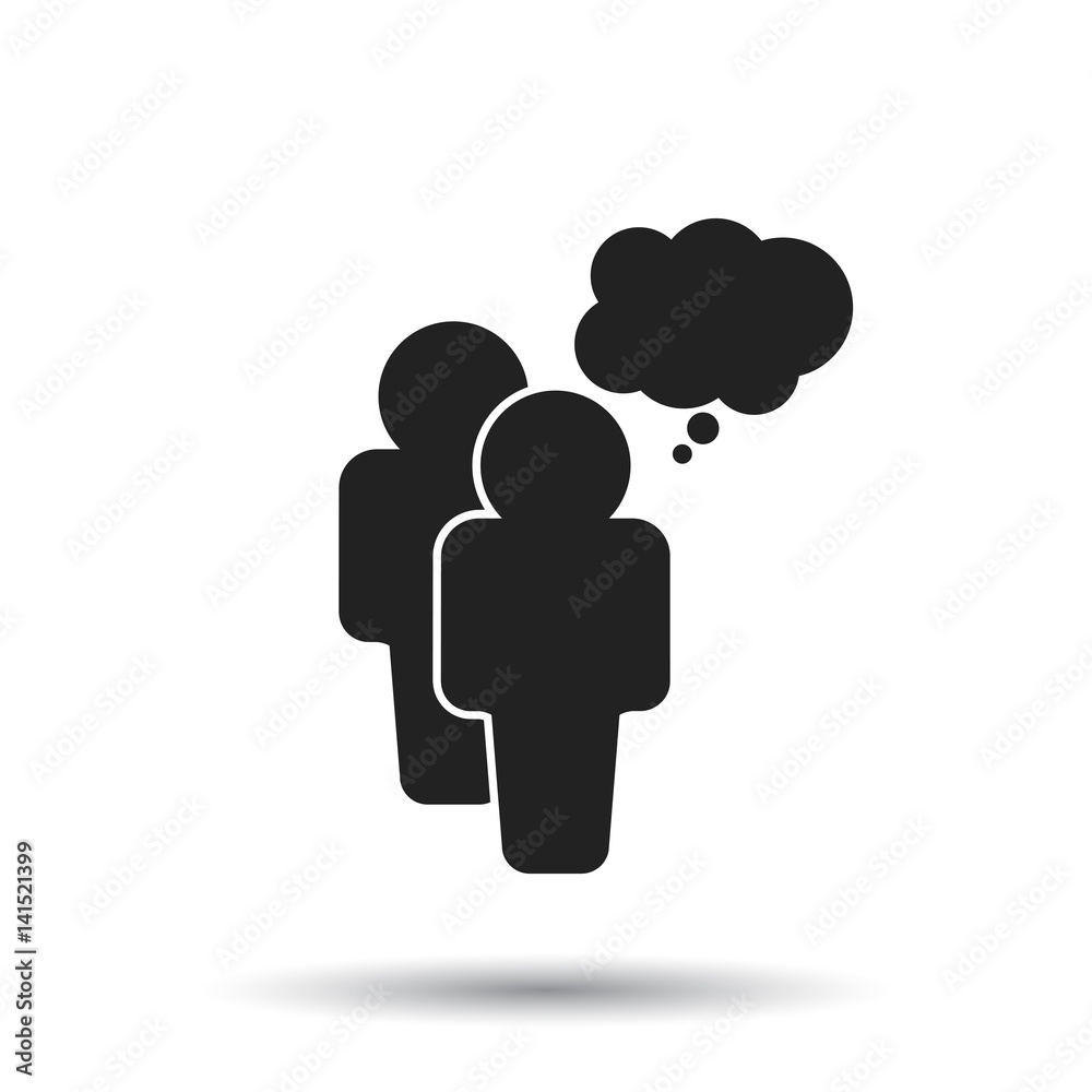 People with bubble icon. Flat vector illustration. People sign symbol with shadow on white background. People with bubble icon. Flat vector illustration. People sign symbol with shadow on white background.