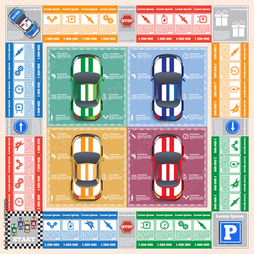 Car repair. Board game. Vector design for app game user interface.