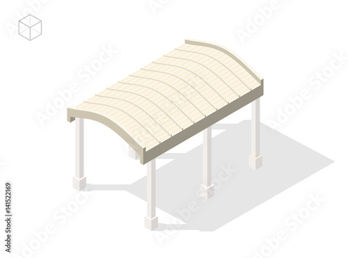Isometric High Quality City Element with 45 Degrees Shadows on White Background . Pergola