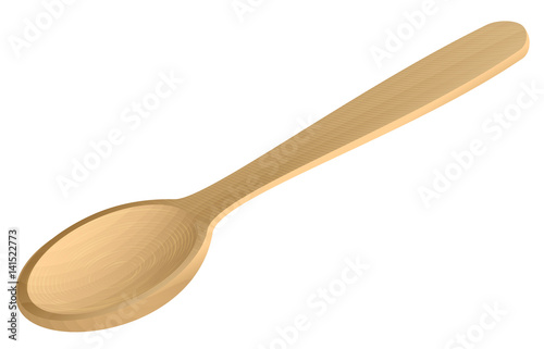 Empty wooden spoon on white background
