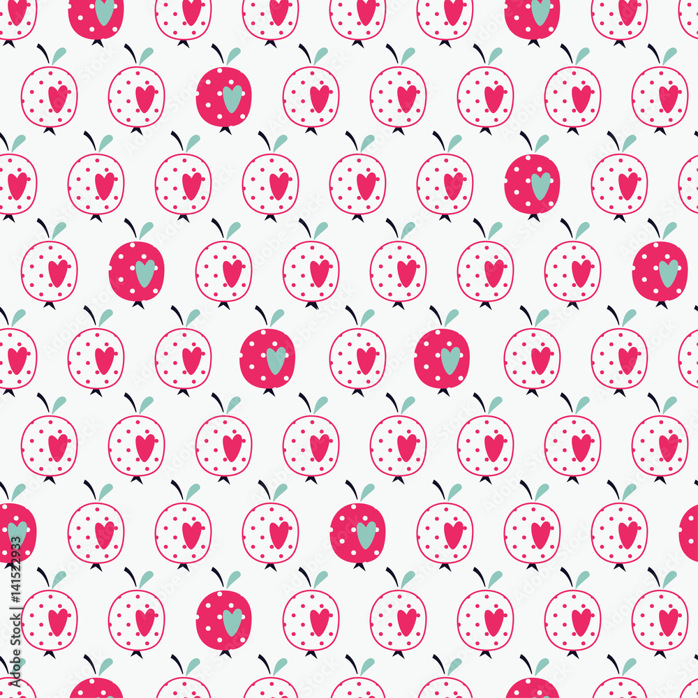 Seamless pattern with abstract  apples