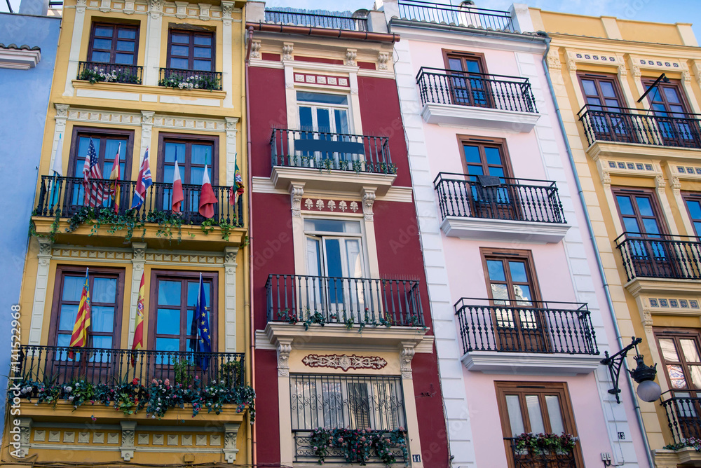 colorful town buildings spain colorful town buildings spain