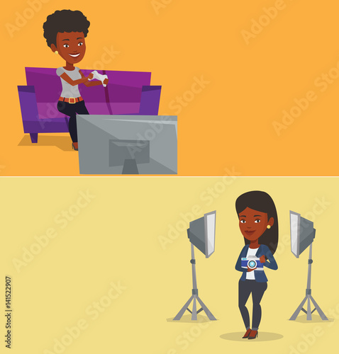 Two media banners with space for text.