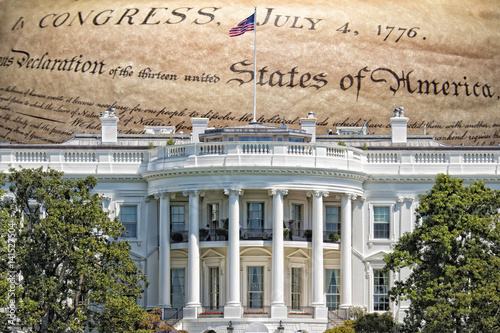 Declaration of independence 4th july 1776 on white house washington building photo