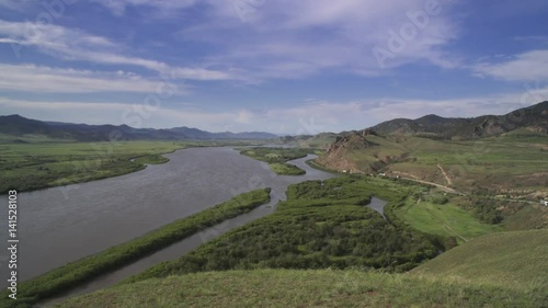 View of the river Selenga. Selenga flows through the territory of Mongolia and Russia into Lake Baikal.