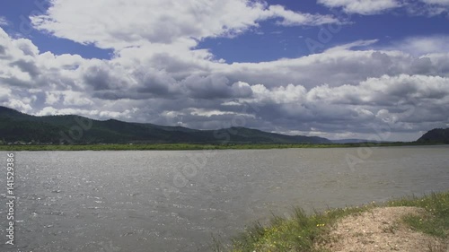 View of the river Selenga. Selenga flows through the territory of Mongolia and Russia into Lake Baikal.