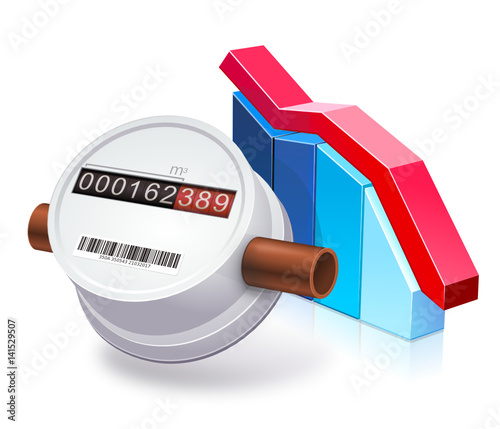 Compteur d'eau et consommation à la baisse