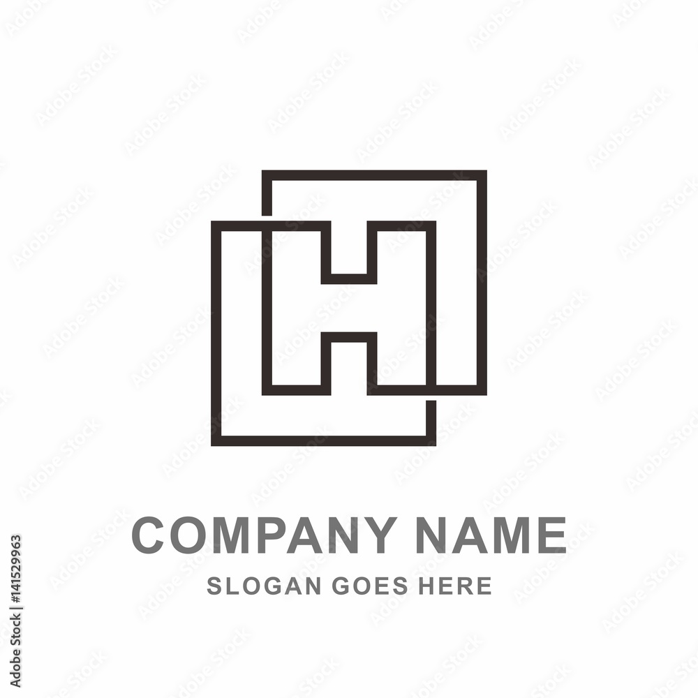 Monogram Letter H Geometric Infinity Square Architecture Interior Construction Business Company Stock Vector Logo Design Template