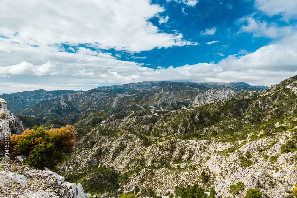 Fototapeta premium Sierra de Tejeda, Almijara y Alhama Mountains near Nerja, Spain.