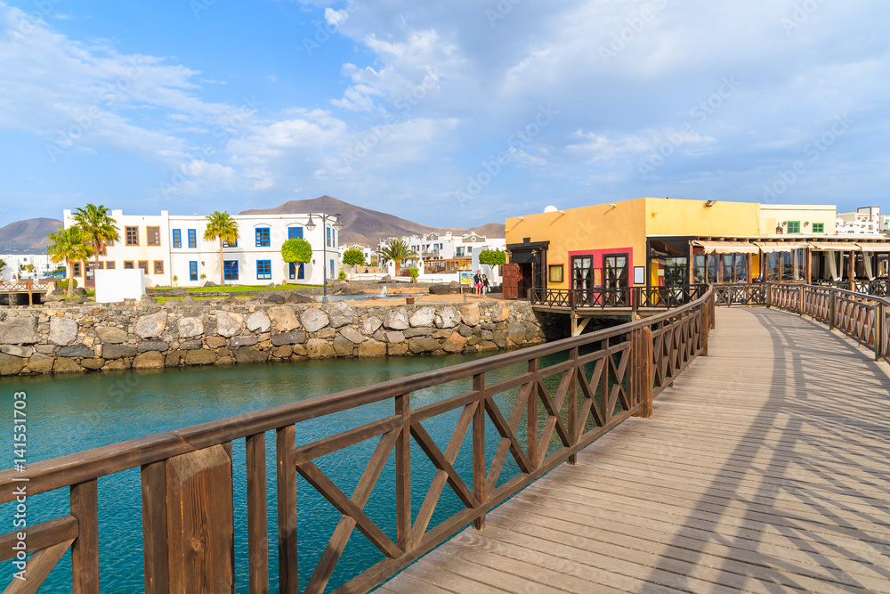 Footbridge in Rubicon port in Playa Blanca village, Lanzarote, Canary Islands, Spain