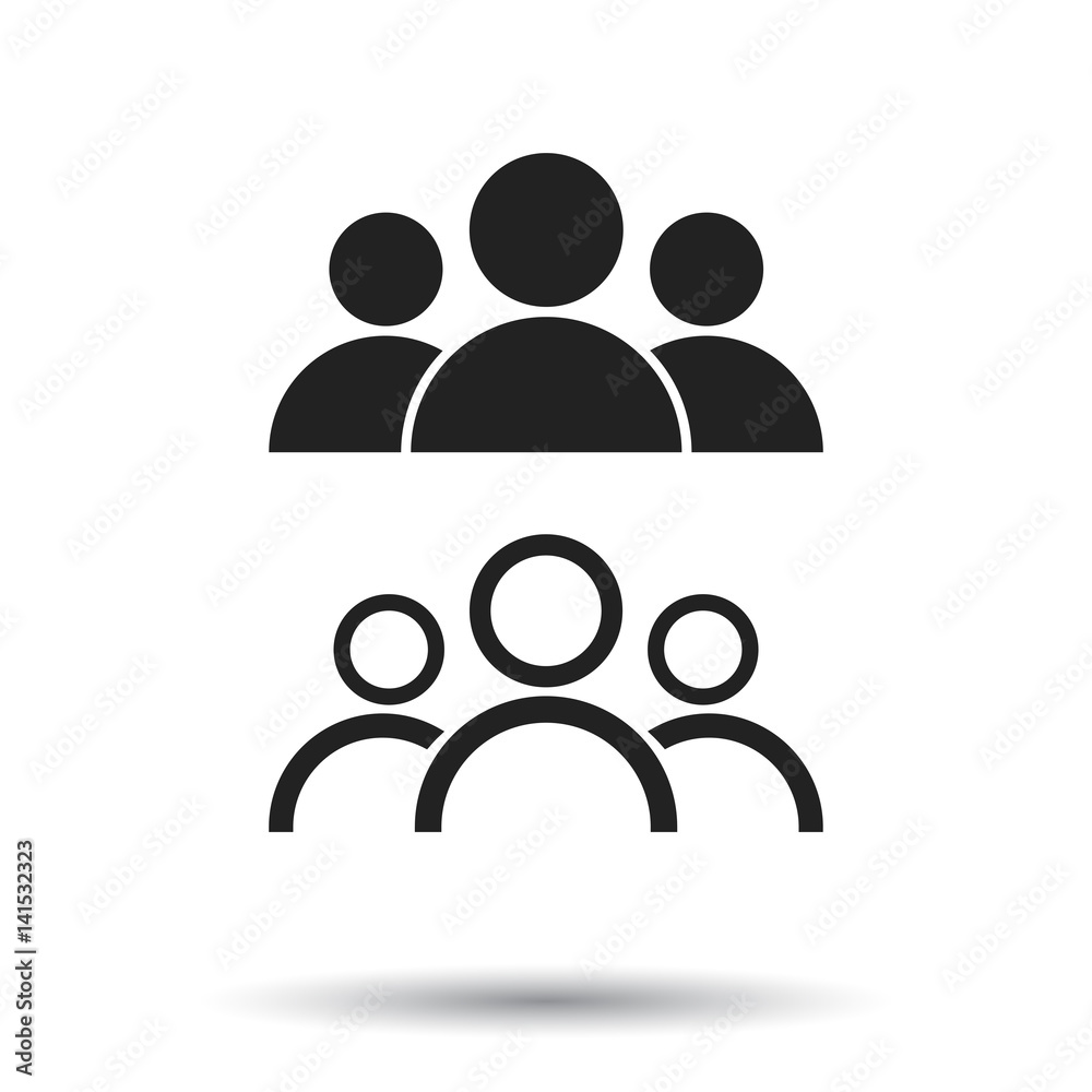 People icon. Flat vector illustration. People sign symbol with shadow on white background. People icon. Flat vector illustration. People sign symbol with shadow on white background.
