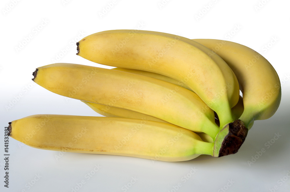 fresh bananas isolated on white background with shadow