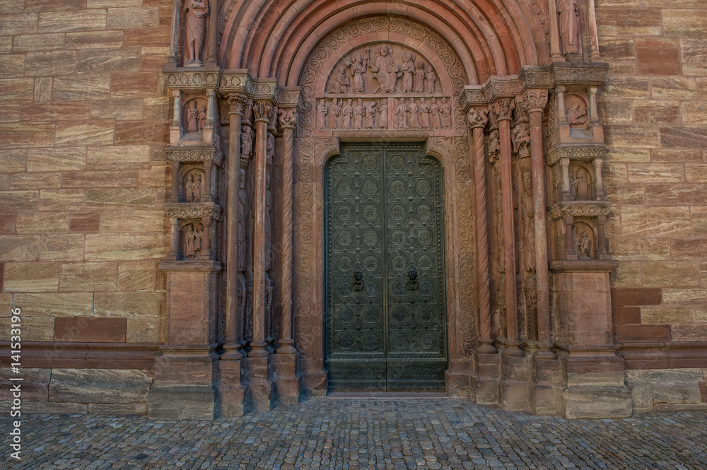 main gate of the Minster in Basel, Switzerland