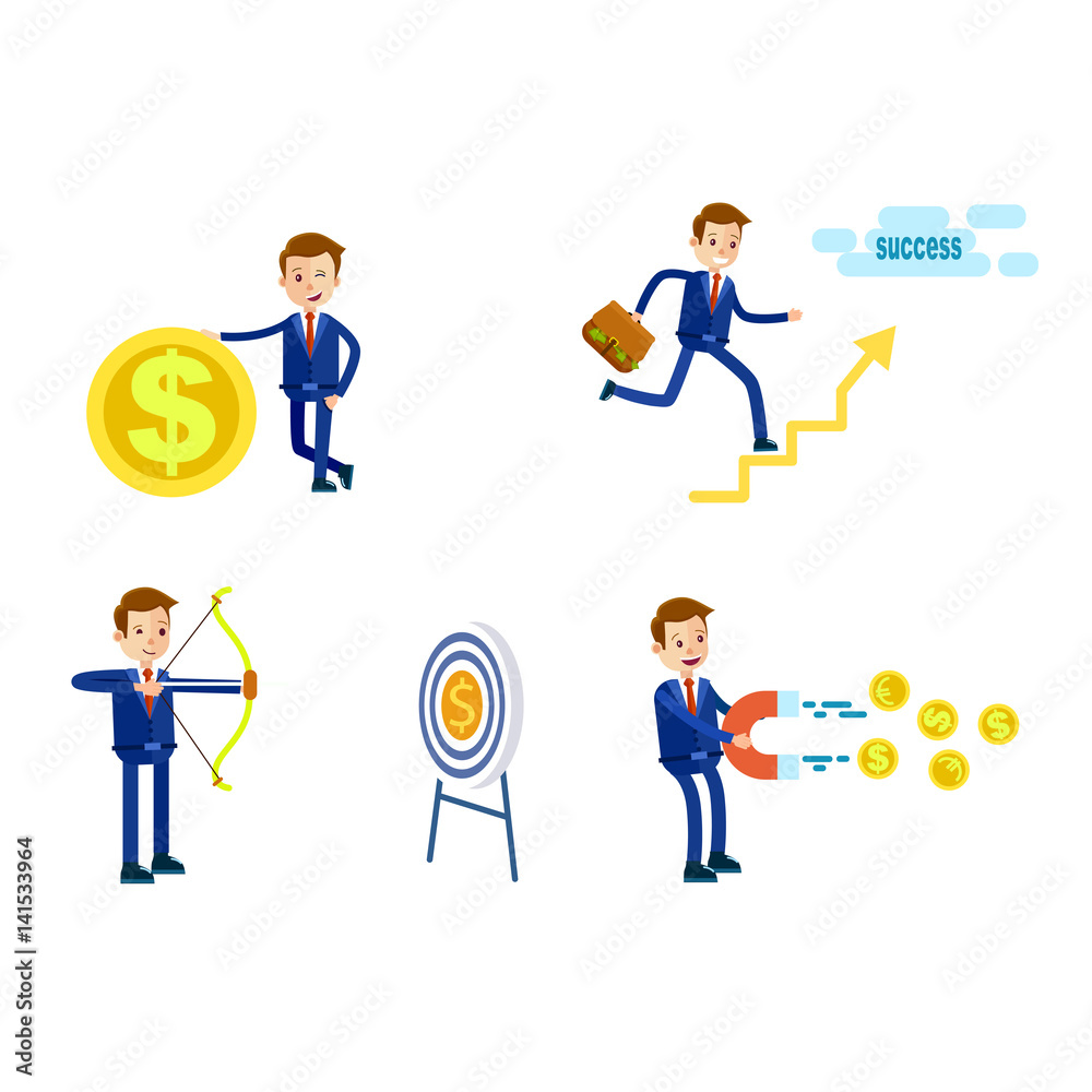 Businessman in Suit Character. Illustrations Set Businessman in Suit Character. Illustrations Set