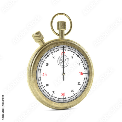 Realistic Classic Stopwatch Isolated on White. 3d rendering