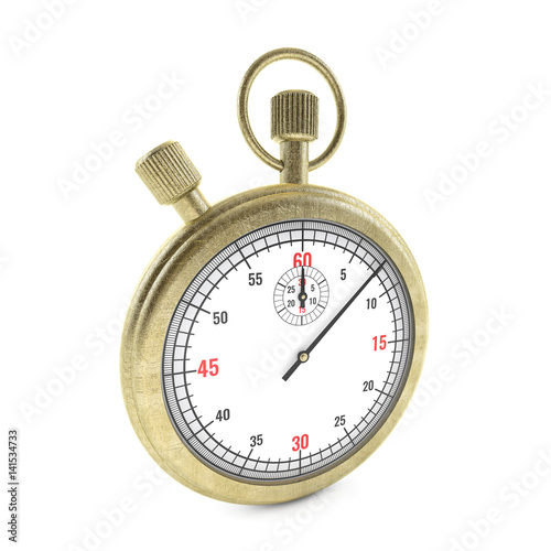 Realistic Classic Stopwatch Isolated on White. 3d rendering