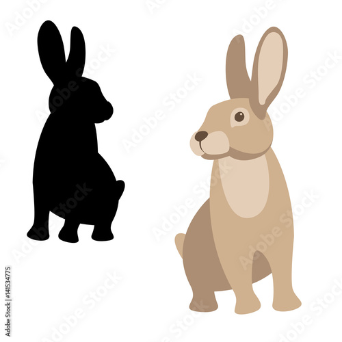 rabbit vector illustration style Flat set silhouette