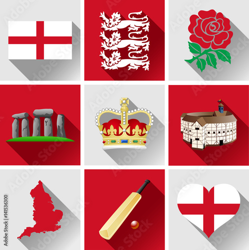 England Flat Icon Set